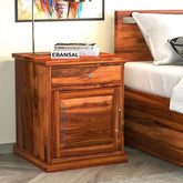 Woodwing Solid Sheesham Wood Bedside Table (Natural Finish)